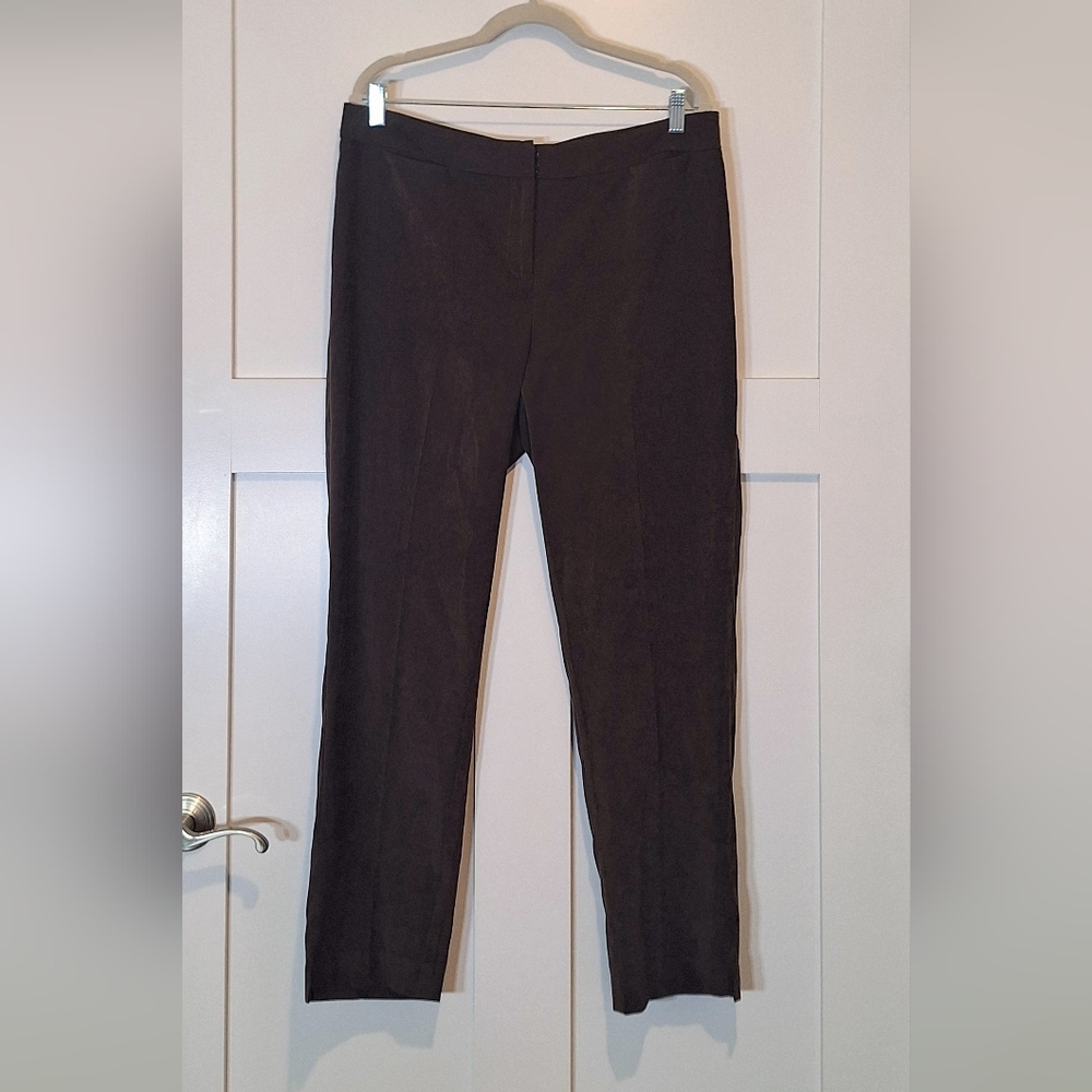 J.McLaughlin Velvet Velour Hi Waisted Trousers Pants Stretch Chocolate Brown 14
